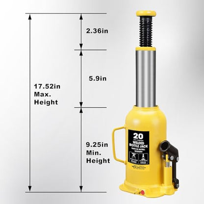 20 Ton Bottle Jack All Welded Hydraulic Jack with 2