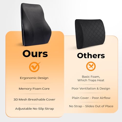 Extra Dense Lumbar Support Pillow with Double Adjustable Straps