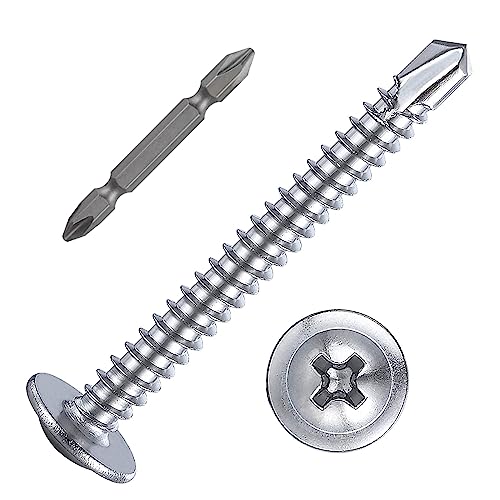 150 pcs) Wensilon #10×1-1/2”for Sheet Metal Self-Tapping Screws 410 Stainless Steel Truss Head High-Strength Quick Tapping Screws
