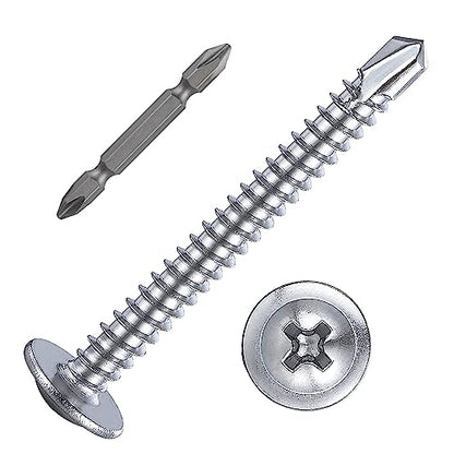 150 pcs) Wensilon #10×1-1/2”for Sheet Metal Self-Tapping Screws 410 Stainless Steel Truss Head High-Strength Quick Tapping Screws