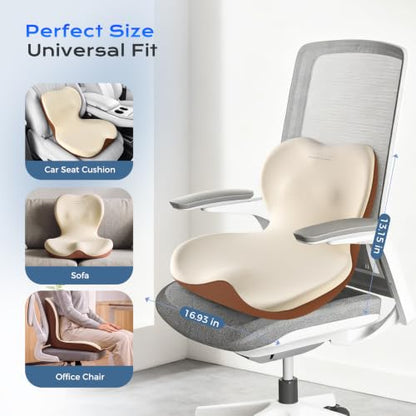 Car Seat Cushion and Lumbar Support Pillow One Piece