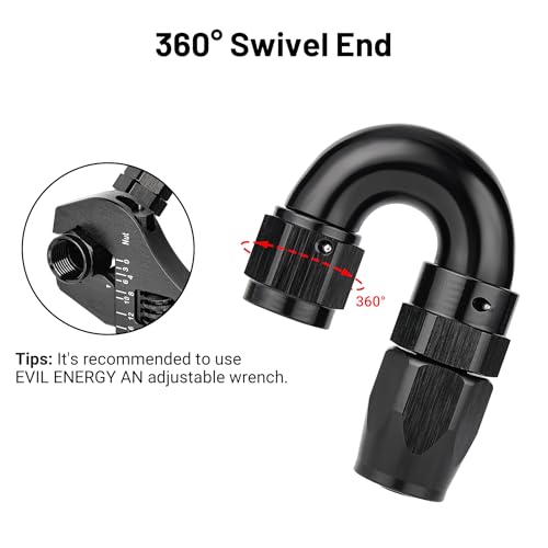 6AN 180 Degree One Piece Full Flow Hose End Fitting Swivel for CPE Braided Hose