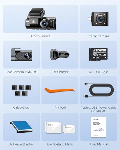3 Channel Dash Cam Front and Rear Inside