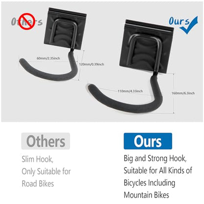 60.36in Vertical Wall Bike Rack Holds 6 Bikes 5 Helmet Hooks