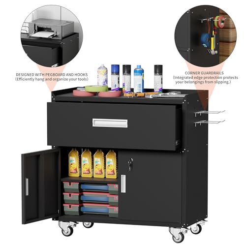 Metal Garage Storage Cabinet with Wheels
