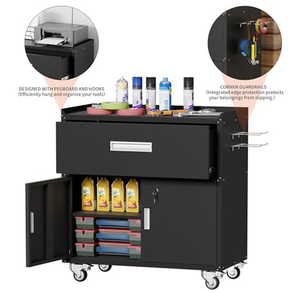 Metal Garage Storage Cabinet with Wheels