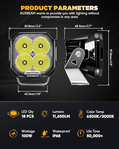 Color Play Series 3 Inch LED Pod Lights with DRL & Turn Signal (2 Count)