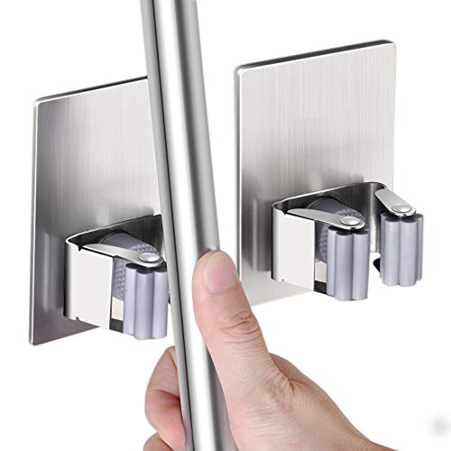 2 Pack Stainless Steel Mop Broom Holder Organizer (2 Count)