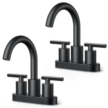 Bathroom Sink Faucet 3 Hole Brushed Gold 4 Inch Centerset 2 Pack (2 Count)