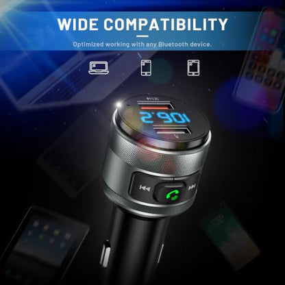 Bluetooth 6.0 FM Transmitter for Car Adapter with MP3 Player