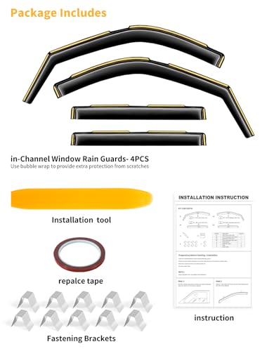 Window Visors Rain Guards for Toyota Tundra CrewMax 2022 (4 Count)