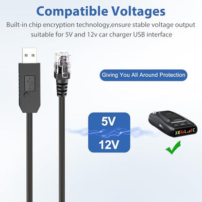 USB to RJ11 Radar Cable with Mute Function for Escort