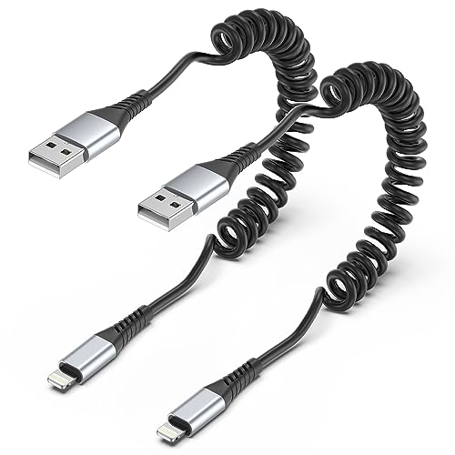 Coiled Lightning Cable for Car (2 Count)