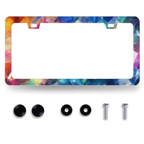 Stainless Steel Colorful Abstract Shiny License Plate Frame 12.3 x 6.3 in