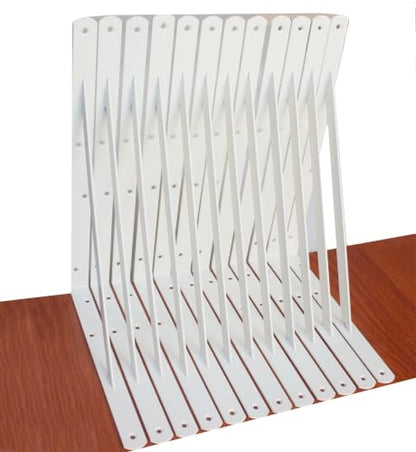 12 Pack L14 x H 10" White Heavy Duty Shelf Brackets with Screws Metal Shelf Brackets Shelf Support Angle Brackets for Shelves L Brackets Heavy Duty Floating Shelf (12 Count)