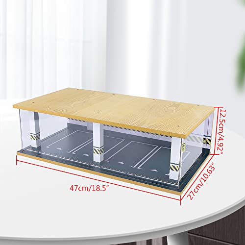 1 24 Parking Garage Model Car Garage Display Case with Clear Acrylic Cover and LED Lighting Toy Car Storage Tabletop Showcase for Boy Kids Home Toy Stores