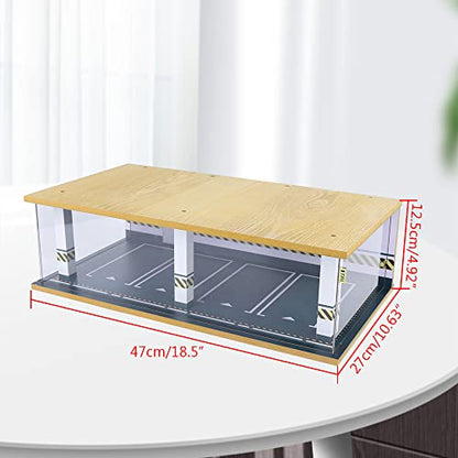 1 24 Parking Garage Model Car Garage Display Case with Clear Acrylic Cover and LED Lighting Toy Car Storage Tabletop Showcase for Boy Kids Home Toy Stores