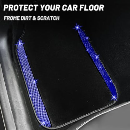 Blue Bling Car Floor Mats Full Set