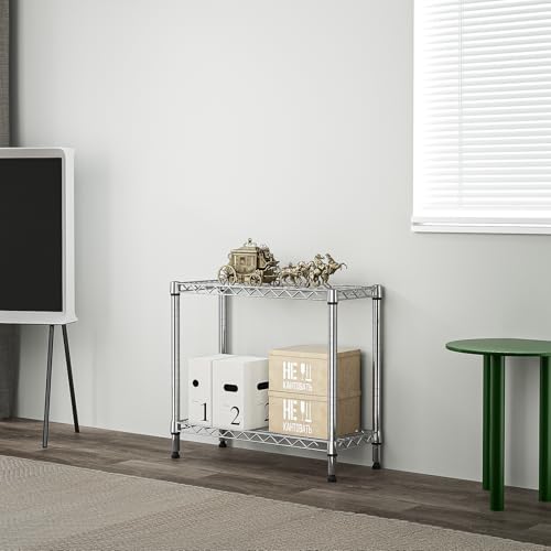 MZG 220 lbs 2 Tier Storage Rack Metal Wire Shelving Unit