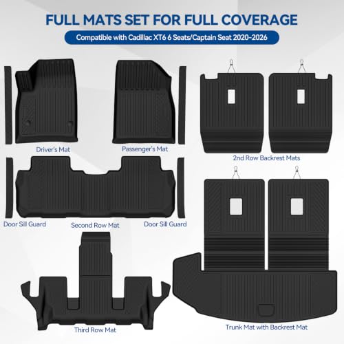 Custom Fit Floor Mats for Cadillac XT6 6 Seats