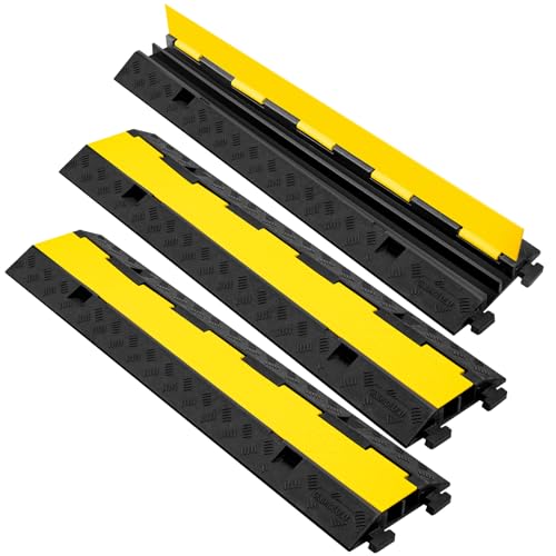 3 Pack 2 Channel Cable Protector Ramp Traffic Wire and Hose Ramp Cord Cover Heavy Duty Channels 18 (3 Count)