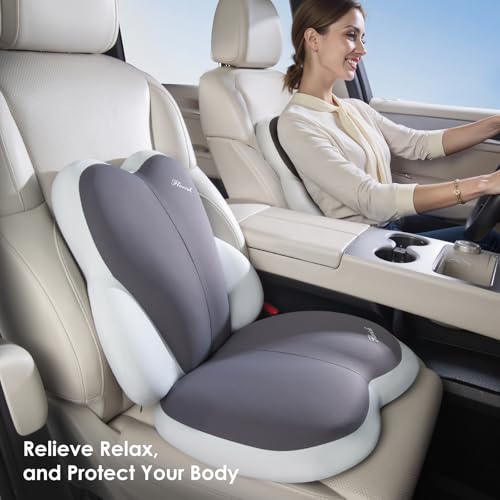 Car Seat Cushion and Back Support for Car Ultrathick Memory Foam Office Chair Cushions with Lumbar Support Pillow for Sciatica & Back & Tailbone Pain Relief