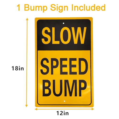 10ft Portable Speed Bump with Slow Down Sign for Road Neighborhood Driveway