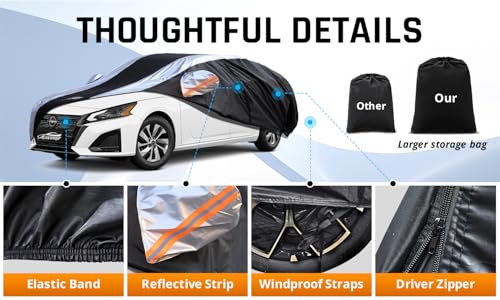 Altima Car Cover Waterproof All Weather with Silver Strip Design