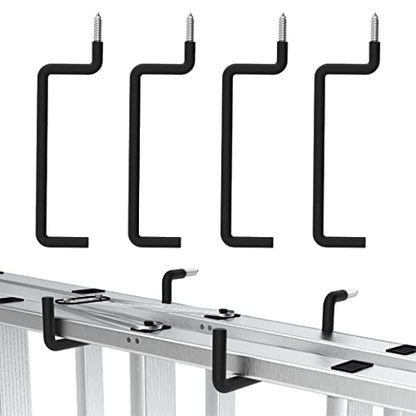 4 Pack 8.46 Inch Screw in Ladder Hooks for Garage Wall (4 Count)