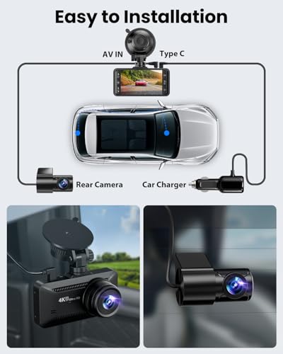 Dash Cam Front Rear 4K