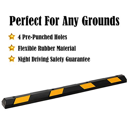 72" Rubber Parking Curb with Yellow Reflective Stripes