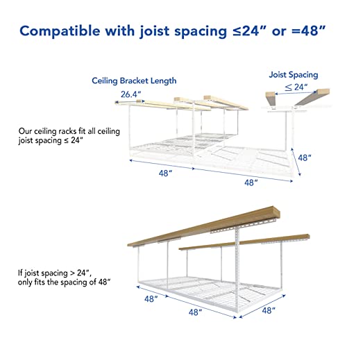 4x8 Overhead Garage Ceiling Storage Rack Organization