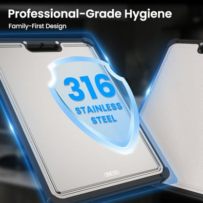 Premium 316 Stainless Steel Cutting Board for Kitchen Extra Large 16.9" x 11.8" Best Non