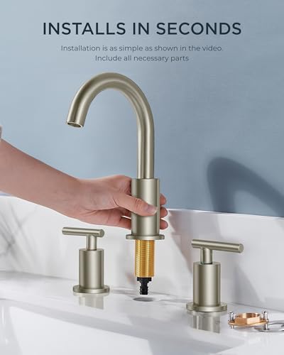 Widespread Brushed Nickel Bathroom Faucet 3 Hole Commercial Faucet