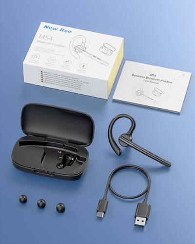 Bluetooth Headset V5.1 72H Talk Time Dual Mic with Mute Button for Business