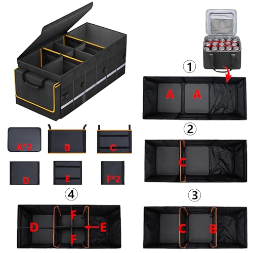 Car Trunk Organizer and Storage with Lid & Removable Leakproof Cooler Bag