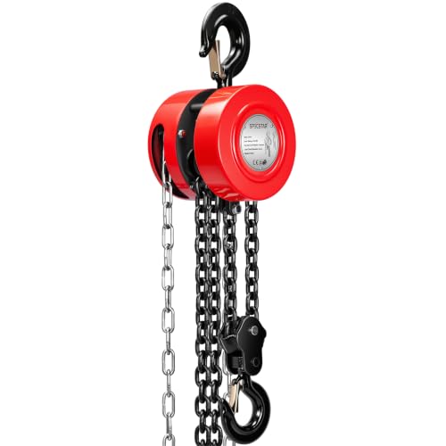 Hand Chain Hoist 2 Ton 4400 Lbs Capacity 10 Feet with 2 Hooks