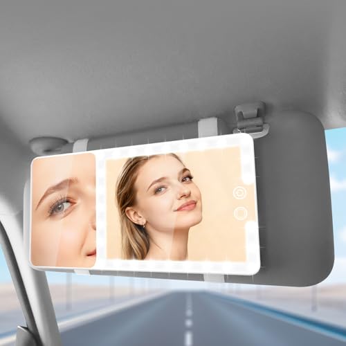 Car Visor Mirror with Lights & 20X Magnification