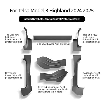 7PCS Door Sill Protector Kit for Tesla Model 3 Highland 2024