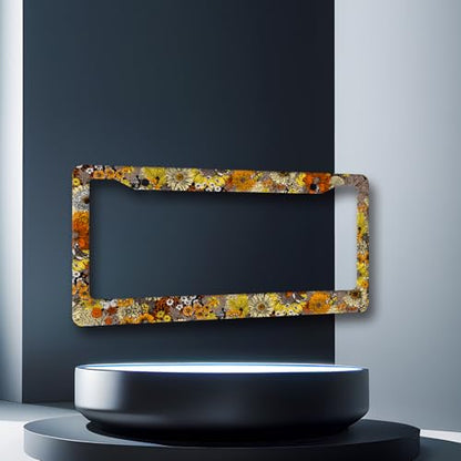 Stainless Steel Boho Retro Sunflower License Plate Frame 12.2 x 6.2 Inch