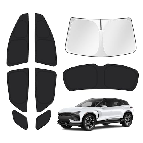 Windshield Sun Shade for Chevrolet Blazer EV 2024 2025 2026 Car Window Shades Thicken UV Block and Blackout Privacy Foldable Sunshades 8PCS Accessories Keep Cool Sun Visor Covers (8 Count)