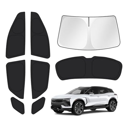 Windshield Sun Shade for Chevrolet Blazer EV 2024 2025 2026 Car Window Shades Thicken UV Block and Blackout Privacy Foldable Sunshades 8PCS Accessories Keep Cool Sun Visor Covers (8 Count)
