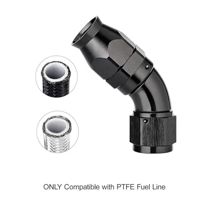 10AN 60 Degree PTFE One Piece Full Flow End Hose Fitting Aluminum Black