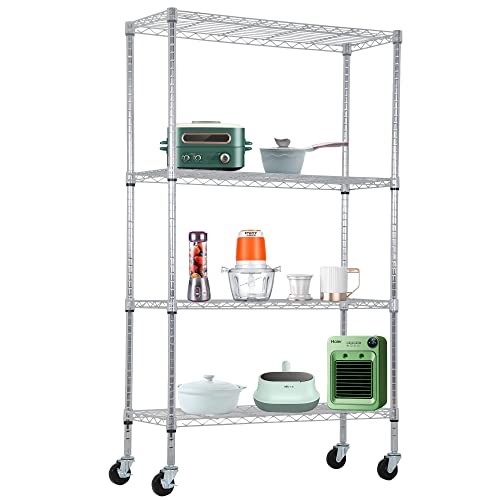 4 Tier Wire Shelf with Wheels (4 Count)