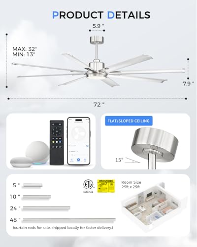 72 Inch Ceiling Fan with Light