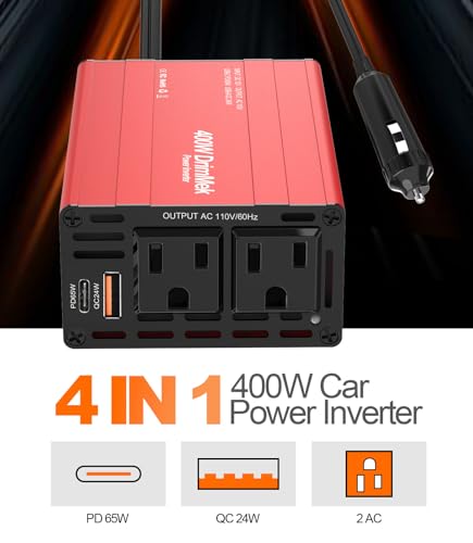 400W Car Power Inverter for Vehicles｜24W+65W USB C