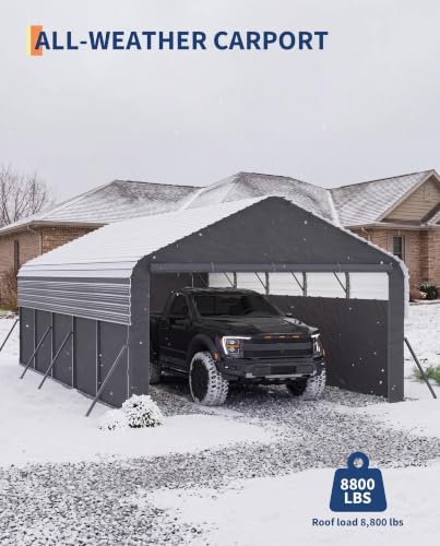12x25x9 ft Metal Carport Oversized
