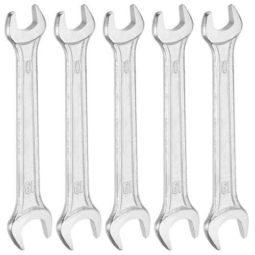 5pcs Double Open End Wrench 10mm x 12mm Metric 15 Degree Offset Angle Small Flat Head Wrench Galvanizing Open Ended Spanner for Automotive Repair Furniture Assembly (5 Count)