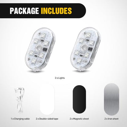 2 PCS 7 Colors Wireless Magnetic RGB LED Interior Lights