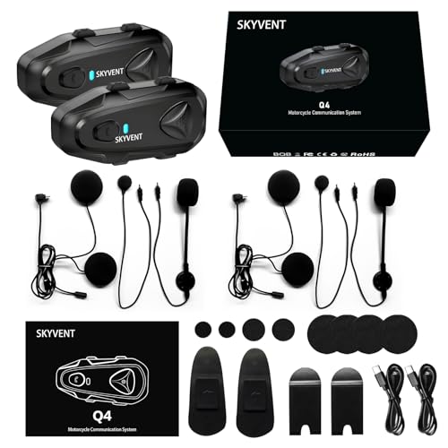 Q4 Motorcycle Bluetooth Communication System Headset Intercom (2 Count)